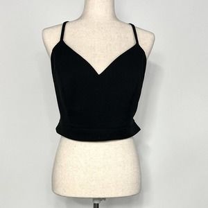 B. Darlin Black Lace Zipper Crop Top Plus Size: 14W